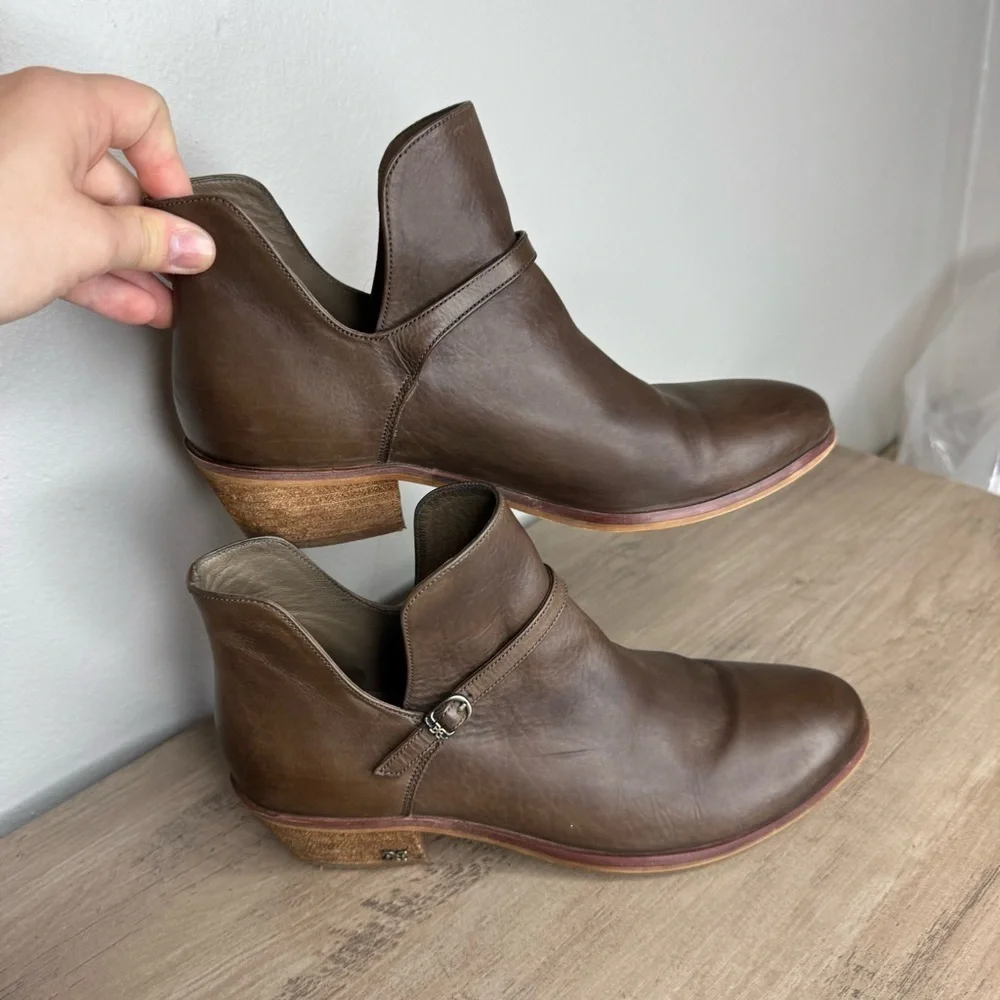 Sam Edelman Palmer Leather Ankle Bootie Size 7 1/2 Brown
